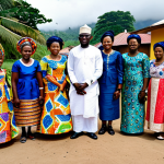Engagement Ritual**

"A formal engagement ceremony in Equatorial Guinea. A fully clothed groom, dressed in traditional attire, presents gifts to the bride's family.  The bride's family is dressed in colorful, modest clothing. Background: a village setting with traditional houses. Perfect anatomy, correct proportions, natural pose, well-formed hands, proper finger count, safe for work, appropriate content, fully clothed, professional, modest, family-friendly."

**